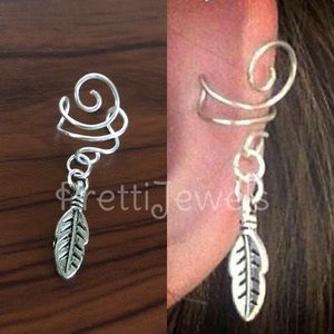 No piercing Lil Leaf Ear Cuff Single x2
